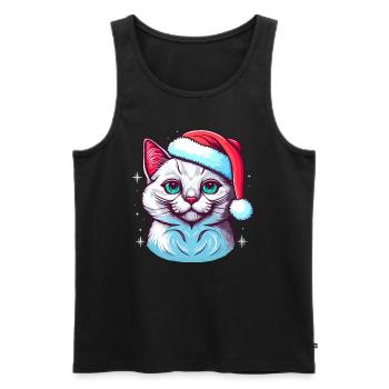 Wunderschöne Winterkatze digitale Illustration für alle - Männer Premium Bio Tank Top - Schwarz - Vorne - AI Model Male 178 light (178cm)