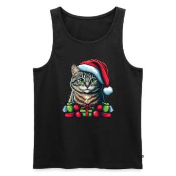 Lovely Advent cat illustration, the best Santa - Men's Premium Organic Tank Top - black - Front - Michal (187cm)