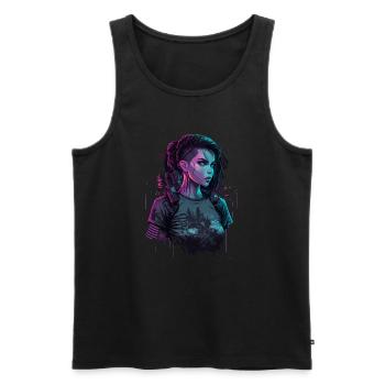 Design époustouflant d’une belle fille futuriste - Débardeur bio Premium Homme - noir - Devant - AI Model Male 178 light (178cm)