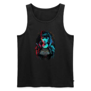 Cool Digital Painting of a Cyber Girl - Men's Premium Organic Tank Top - black - Front - AI Model Male 178 light (178cm)
