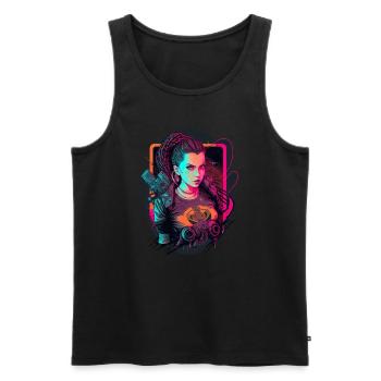 Redoutables femmes futuristes le simple anniversaire - Débardeur bio Premium Homme - noir - Devant - Michal (187cm)