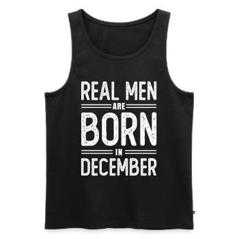 Anniversaire Les vrais hommes naissent en décembre - Débardeur bio Premium Homme - noir - Devant - AI Model Male 178 light (178cm)