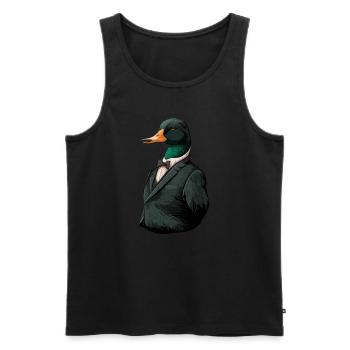 Cute illustration of a duck in a suit - Men's Premium Organic Tank Top - black - Front - Michal (187cm)