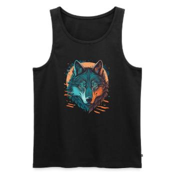 Design étonnant d’un loup - Débardeur bio Premium Homme - noir - Devant - Michal (187cm)