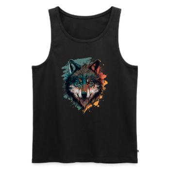 Erstaunliches Design eines Wolfes - Männer Premium Bio Tank Top - Schwarz - Vorne - AI Model Male 178 light (178cm)