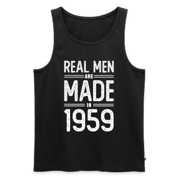 Anniversaire De vrais hommes sont nés en 1959 - Débardeur bio Premium Homme - noir - Devant - AI Model Male 178 light (178cm)