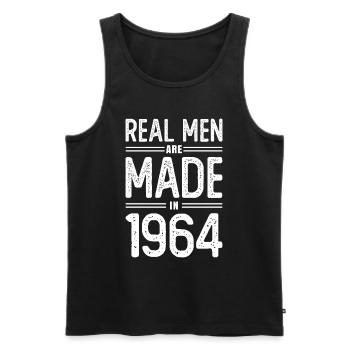 Anniversaire De vrais hommes sont nés en 1964 - Débardeur bio Premium Homme - noir - Devant - AI Model Male 178 light (178cm)