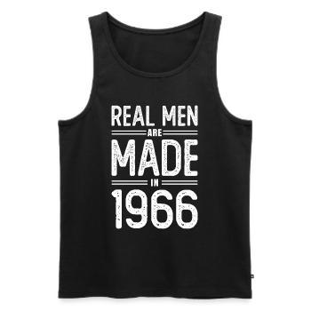 Anniversaire De vrais hommes sont nés en 1966 - Débardeur bio Premium Homme - noir - Devant - AI Model Male 178 light (178cm)