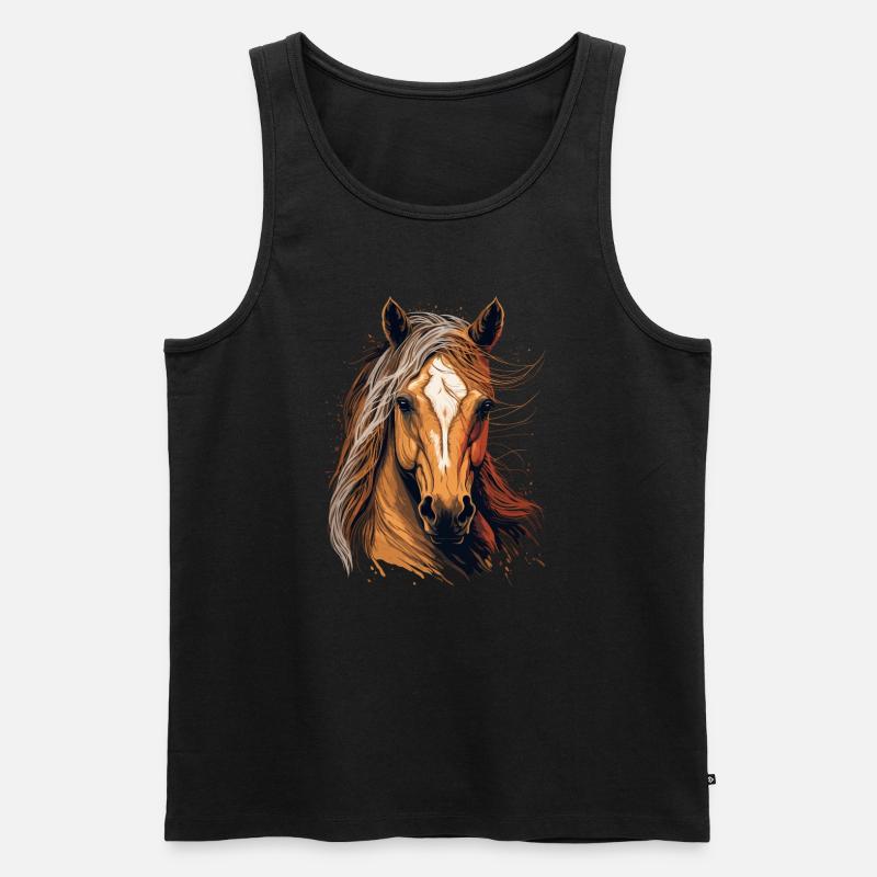 Pferde Illustration - Männer Premium Bio Tank Top - Schwarz