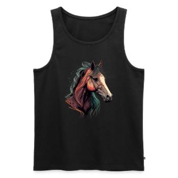 Dessin de chevaux - Débardeur bio Premium Homme - noir - Devant - AI Model Male 178 light (178cm)