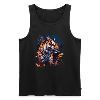 Tiger - Männer Premium Bio Tank Top - Schwarz - Vorne - Michal (187cm)