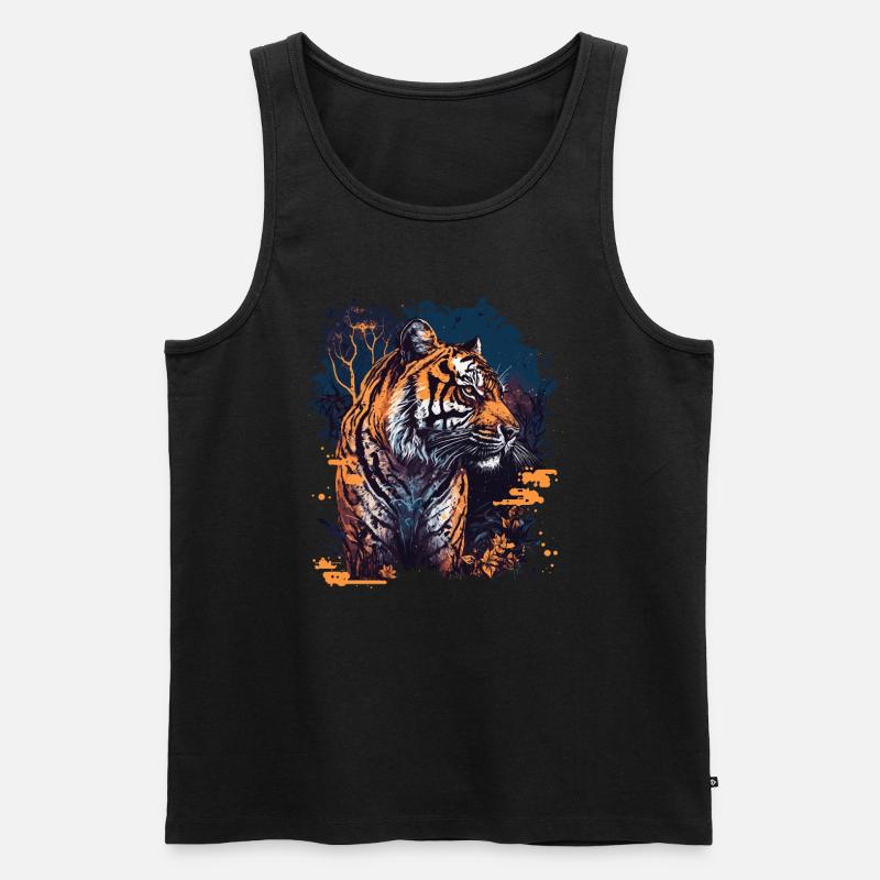 Tiger - Männer Premium Bio Tank Top - Schwarz