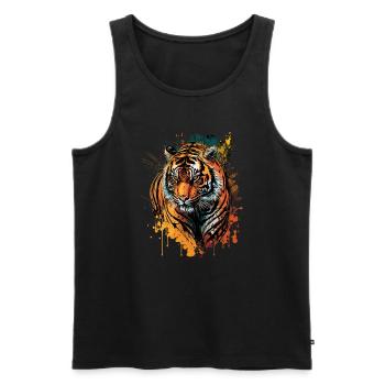 Illustration du tigre - Débardeur bio Premium Homme - noir - Devant - AI Model Male 178 light (178cm)