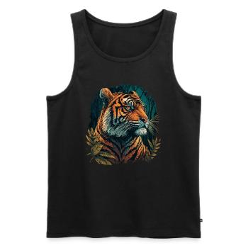 Tigre en Afrique - Débardeur bio Premium Homme - noir - Devant - AI Model Male 178 light (178cm)