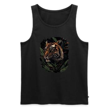 Tiger Lurking in the Jungle - Men's Premium Organic Tank Top - black - Front - AI Model Male 178 light (178cm)