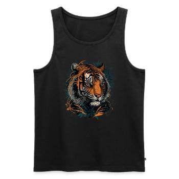 Eine digitale Tiger-Illustration - Männer Premium Bio Tank Top - Schwarz - Vorne - AI Model Male 178 light (178cm)