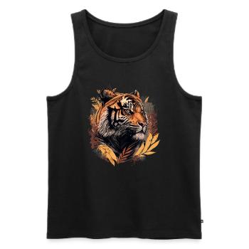 Tigre de l’Inde - Débardeur bio Premium Homme - noir - Devant - Michal (187cm)