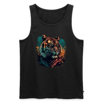 Soyez un tigre - Débardeur bio Premium Homme - noir - Devant - AI Model Male 178 light (178cm)