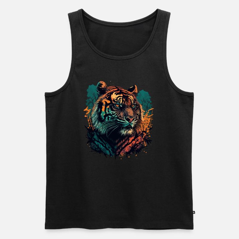 Sei ein Tiger - Männer Premium Bio Tank Top - Schwarz