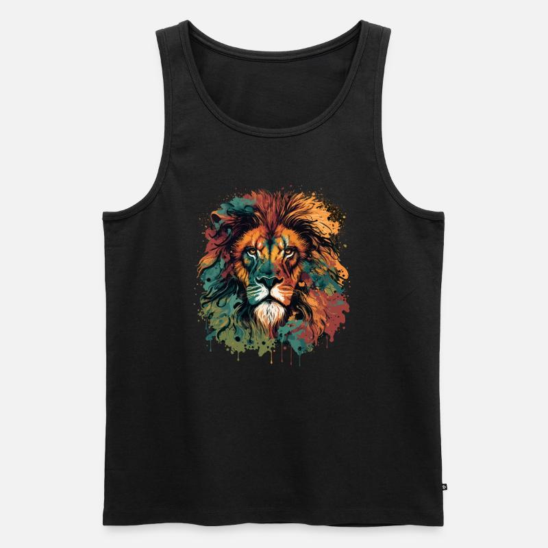 Gesicht des Löwendesigns - Männer Premium Bio Tank Top - Schwarz