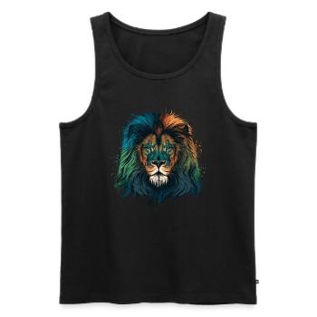 Green Lion - Men's Premium Organic Tank Top - black - Front - Michal (187cm)