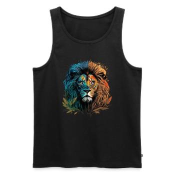 Lion Head Vintage - Männer Premium Bio Tank Top - Schwarz - Vorne - Michal (187cm)