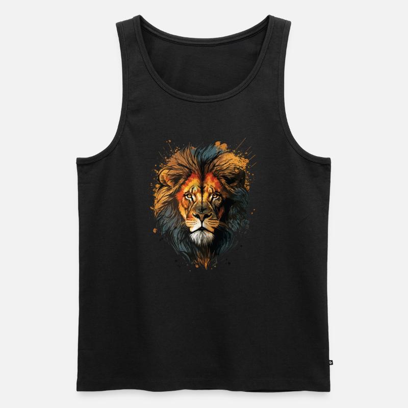 Löwen Geschenkidee - Männer Premium Bio Tank Top - Schwarz