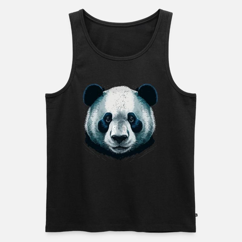Realistischer Pandakopf - Männer Premium Bio Tank Top - Schwarz