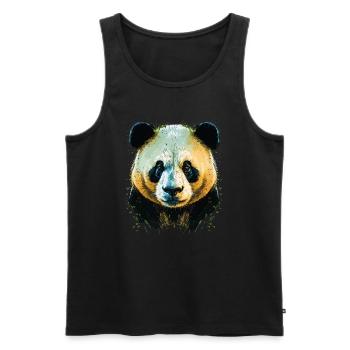 Tête de panda jaune - Débardeur bio Premium Homme - noir - Devant - Michal (187cm)