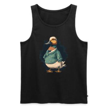 Canard en chemise - Débardeur bio Premium Homme - noir - Devant - Michal (187cm)