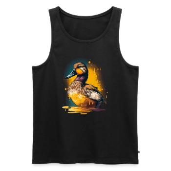 Bunte Ente Illustration - Männer Premium Bio Tank Top - Schwarz - Vorne - Michal (187cm)