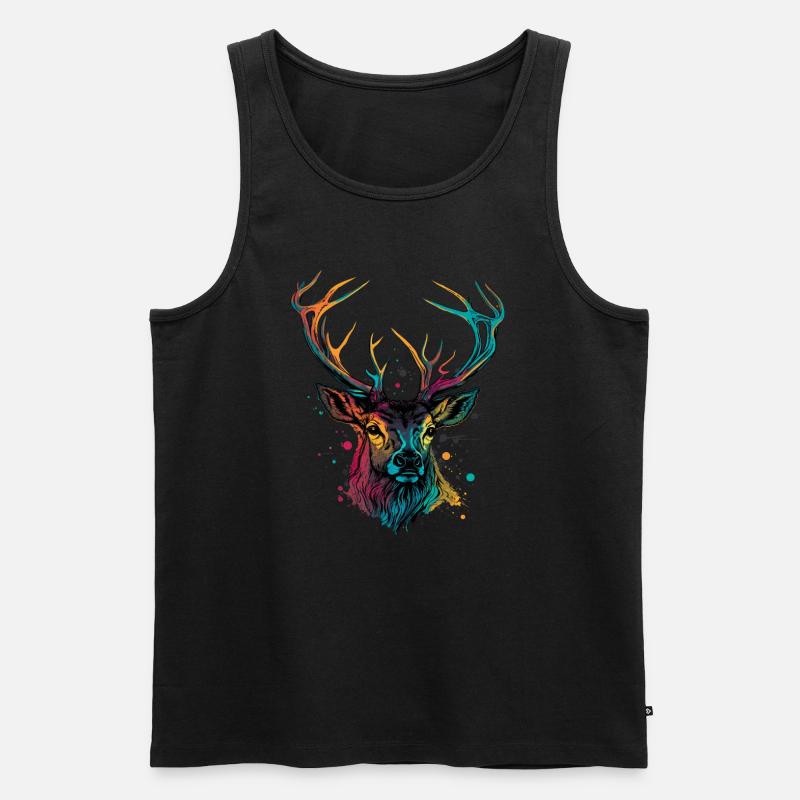 Ich liebe Hirsche - Männer Premium Bio Tank Top - Schwarz