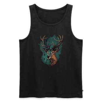 Drôle de cerf - Débardeur bio Premium Homme - noir - Devant - Michal (187cm)