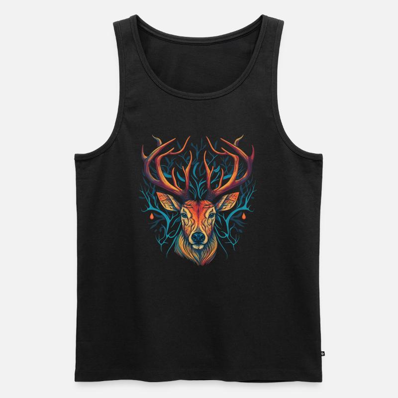 Verrückter Hirschkopf - Männer Premium Bio Tank Top - Schwarz