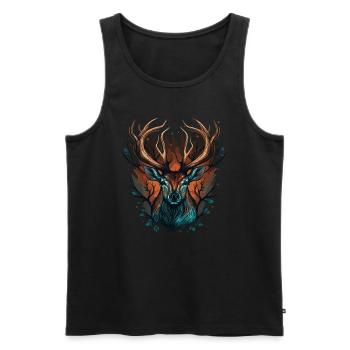 Chasse au cerf - Débardeur bio Premium Homme - noir - Devant - AI Model Male 178 light (178cm)