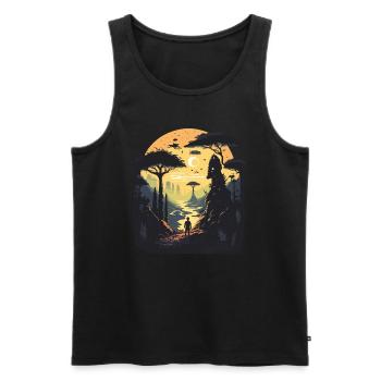 city - Men's Premium Organic Tank Top - black - Front - AI Model Male 178 light (178cm)