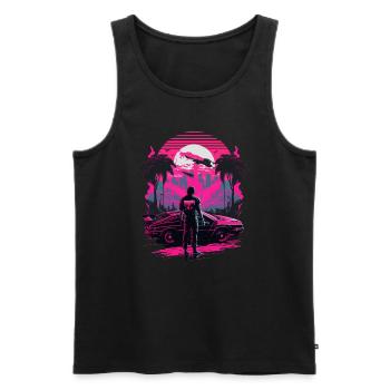 Japanische Streetwear - Männer Premium Bio Tank Top - Schwarz - Vorne - Michal (187cm)