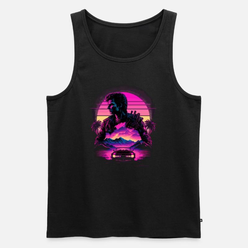 Synthwave-Kunst - Männer Premium Bio Tank Top - Schwarz