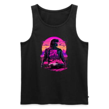 Futuristic Synthwave - Men's Premium Organic Tank Top - black - Front - Michal (187cm)