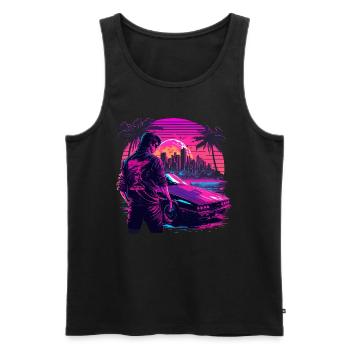 Cooler 80er Typ - Männer Premium Bio Tank Top - Schwarz - Vorne - AI Model Male 178 light (178cm)