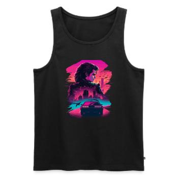 Retro Racing Girl - Men's Premium Organic Tank Top - black - Front - AI Model Male 178 light (178cm)