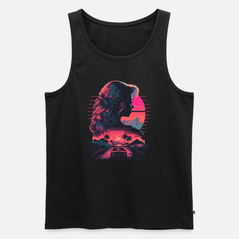 Vaporwave-Mädchen - Männer Premium Bio Tank Top - Schwarz