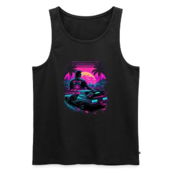 80s Neon - Men's Premium Organic Tank Top - black - Front - AI Model Male 178 light (178cm)
