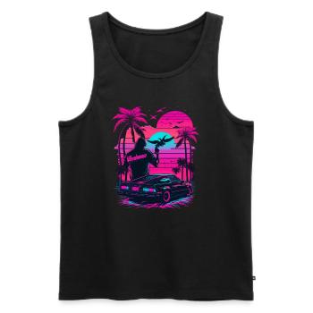 Retro - Männer Premium Bio Tank Top - Schwarz - Vorne - AI Model Male 178 light (178cm)