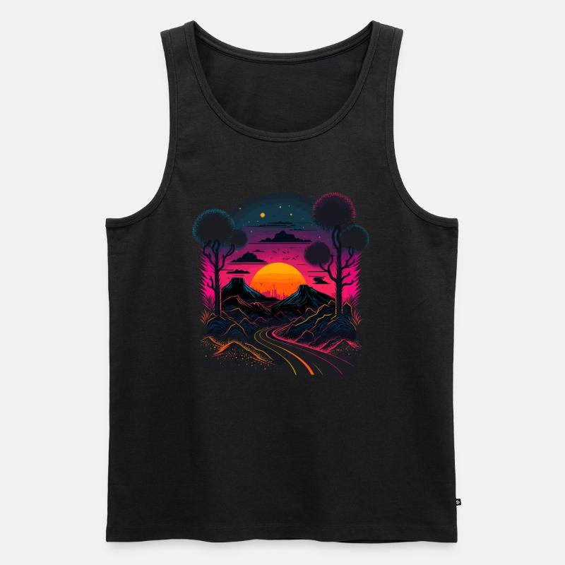 Synthwave-Artwork - Männer Premium Bio Tank Top - Schwarz