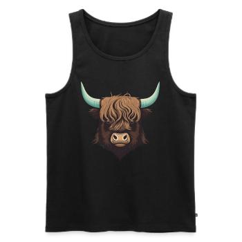 Yak Head Illustration - Men's Premium Organic Tank Top - black - Front - AI Model Male 178 light (178cm)
