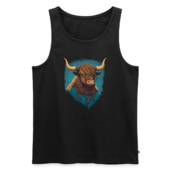 Yak en chemise - Débardeur bio Premium Homme - noir - Devant - AI Model Male 178 light (178cm)
