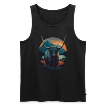 Yak mit riesigen Hörnern - Männer Premium Bio Tank Top - Schwarz - Vorne - AI Model Male 178 light (178cm)