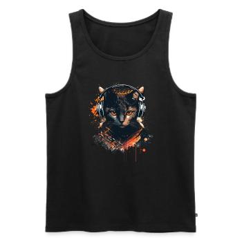Chat joueur - Débardeur bio Premium Homme - noir - Devant - AI Model Male 178 light (178cm)