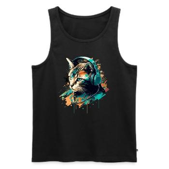 Cat Rock - Men's Premium Organic Tank Top - black - Front - AI Model Male 178 light (178cm)